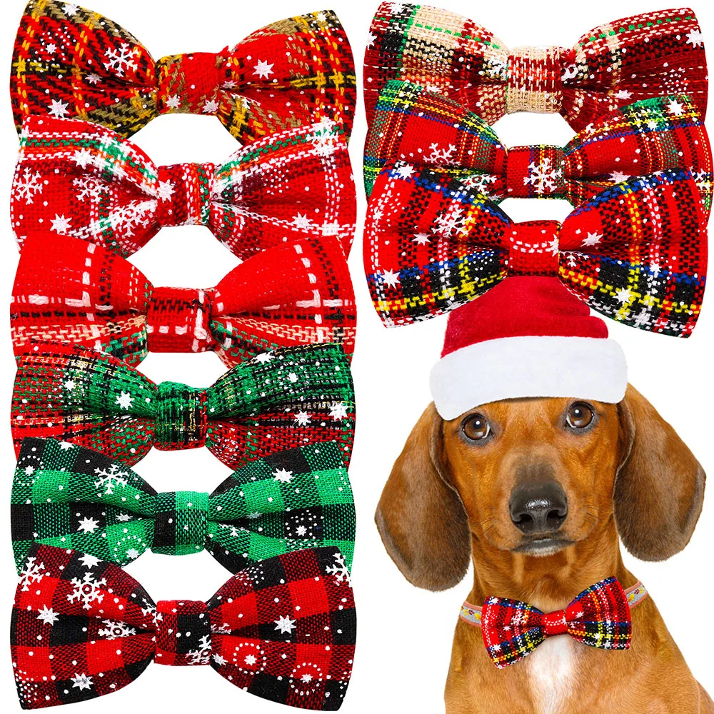 

New 50/100pcs Christmas Dog Bows Removable Dog Collar Pet Dog Bow Tie Dog Christmas Accessories Pet Supplies Small Dog Bowties