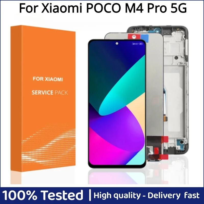 

6.6''For Xiaomi POCO M4 Pro 5G LCD Display Touch Screen Digitizer + frame Assembly For Xiaomi POCO M4Pro 21091116AG LCD