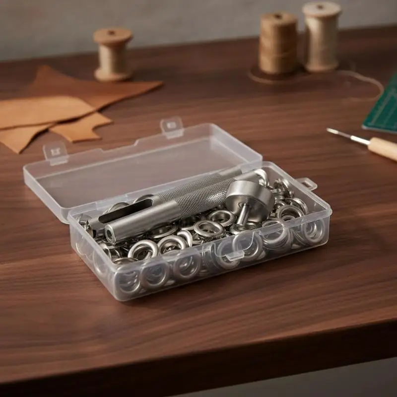 Metal Eyelet Grommet Ring Installation Kit 100 Sets 6/8/10mm Rust Resistant for DIY Leather Bag Repair