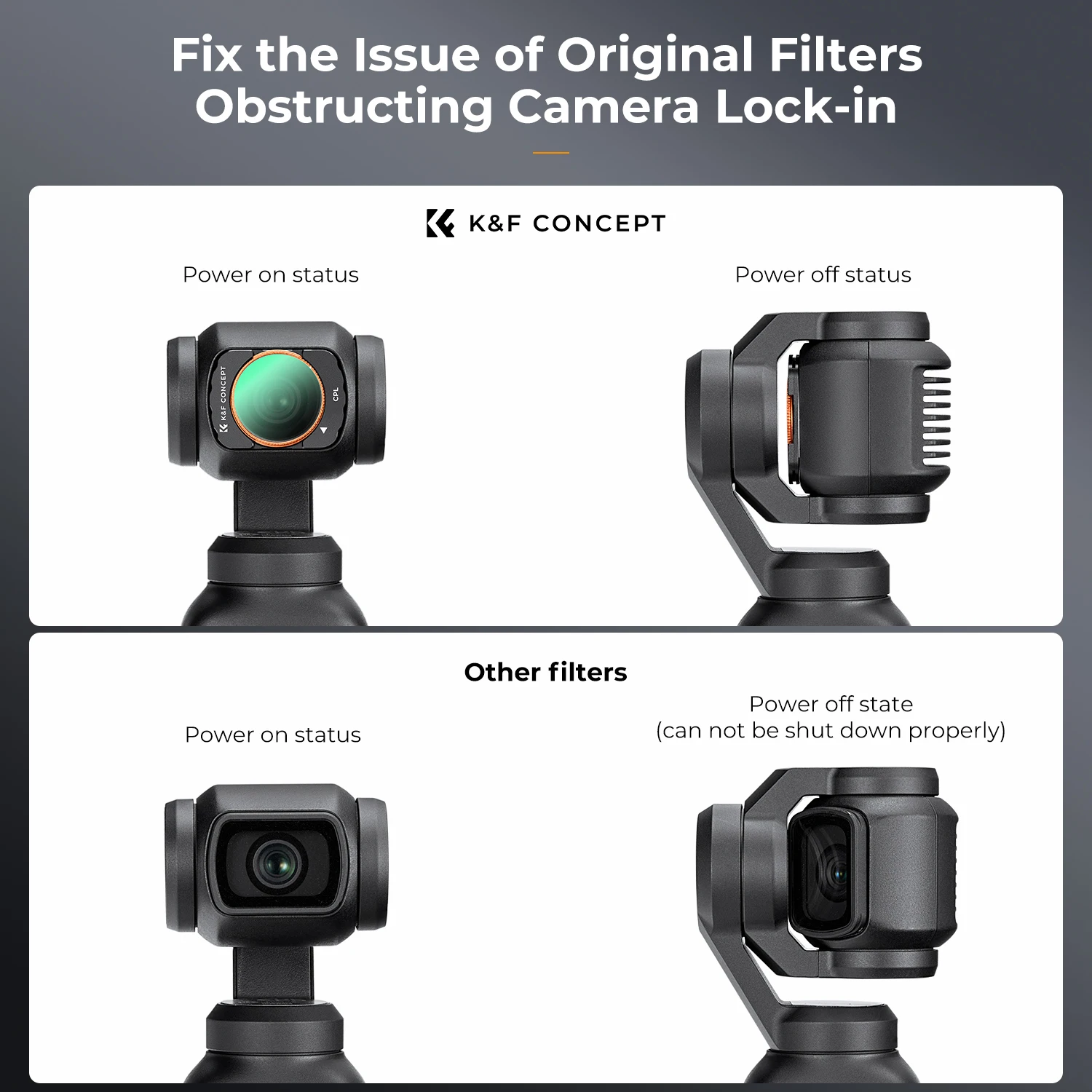 K&F Concept Magnetic Filters Set (CPL+ND4+ND8) for DJI Osmo Pocket 3 Multi-Coated Optical Glass Light Reduction Polarizer Filter