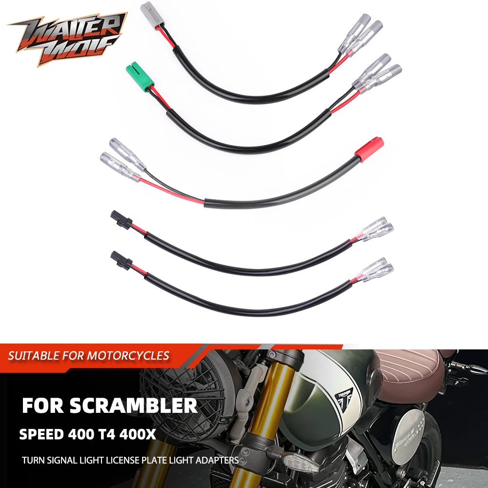 

Front Rear Indicator Turn Signal Light License Plate Light Adapters For Scrambler 400X Speed 400 T4 Plug Play Connector Leads