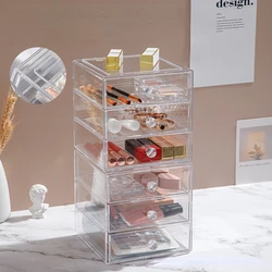 Acrylic Cosmetic Storage Box Transparent 3-layer Drawer Type Lipstick Facial Mask Desktop Jewelry Organizer Box