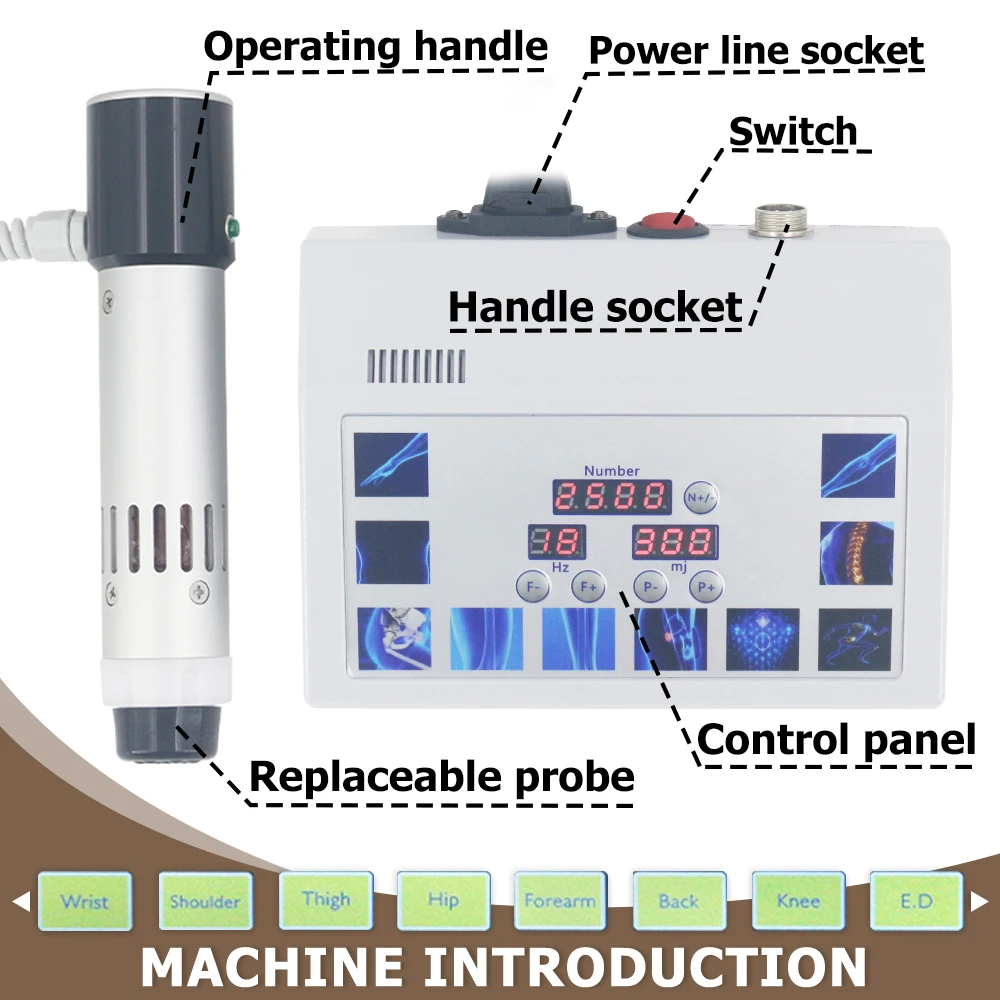 300mj Shockwave Therapy Machine With 7 Heads Body Massage ED Treatment Body Relax Portable Shock Wave Equipment Pain Relief