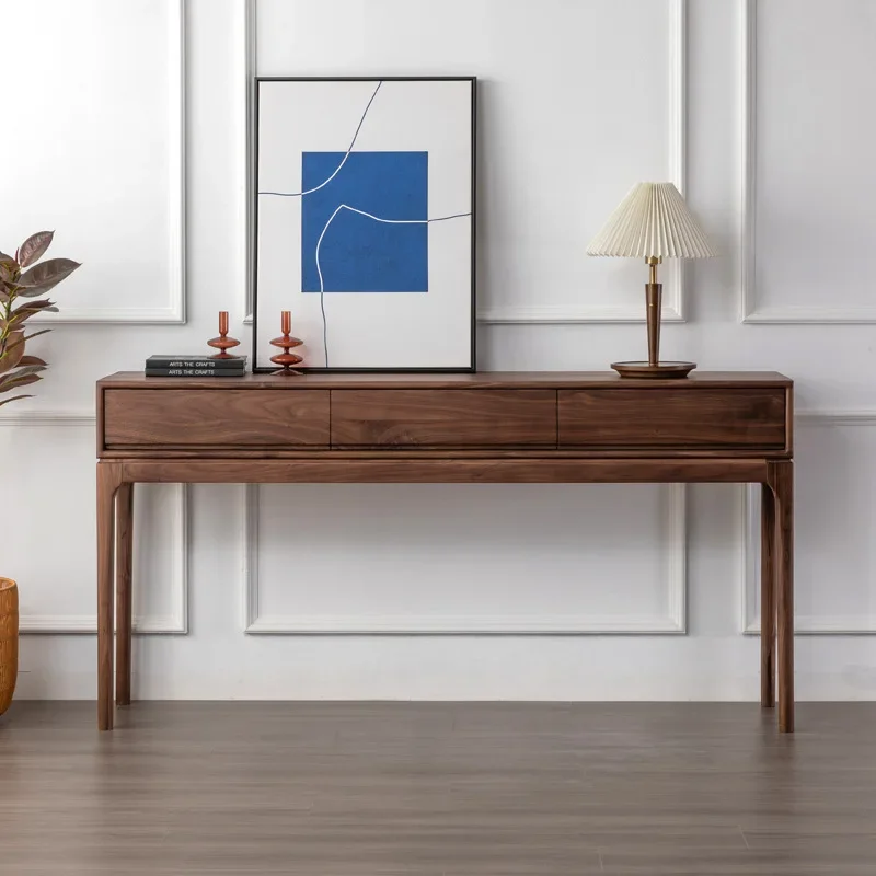 خزانة الشرفة المصنوعة من الخشب الصلب بالكامل من خشب الجوز الأسود في أمريكا الشمالية، وخزانة طويلة بسيطة