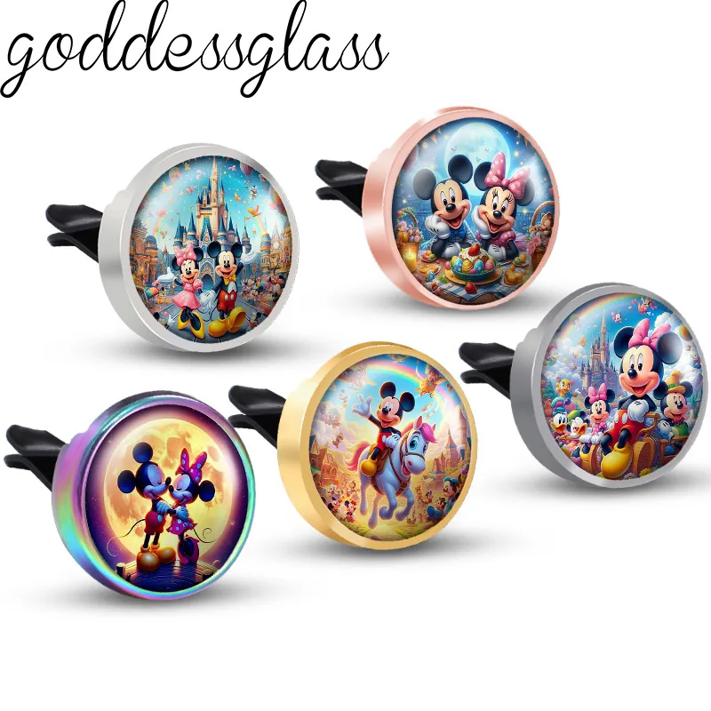 Disney Park Mickey Minnie juegos foto aromaterapia coche decoración Clip Perfume medallón accesorios aceite Perfume llavero