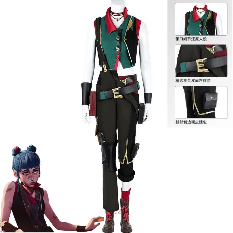 

Game LOL Arcane Powder Jinx Cosplay Costume Overalls Suit Props Full Sets Halloween Carnival Party Role Play for Women Comic-Con