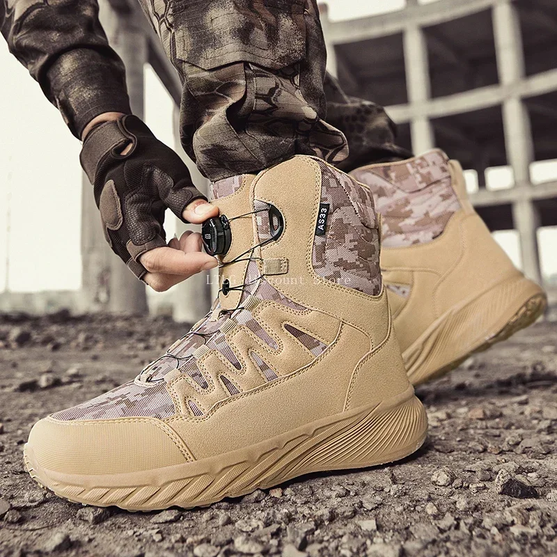 Work shoes Man Boots Male Sneakers Outdoor Hiking Boots Men\'s Non-Slip high top Desert Botas Hombre Motorcycle Shoes