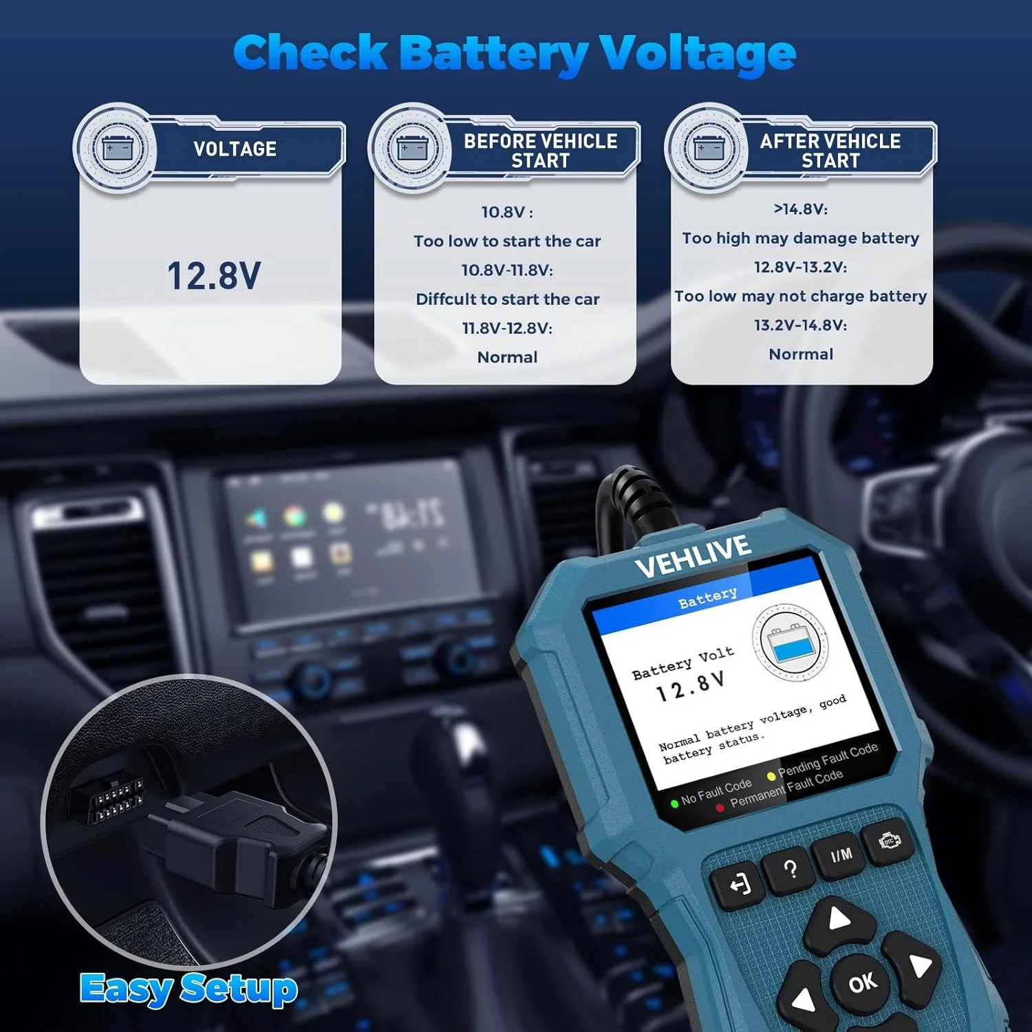 Picture 4: EOBD Code Reader V880 OBD2 Scan Tool Fault Code Scanner Multi-language Cars Diagnostic Tools Engine System Battery Tester Tools