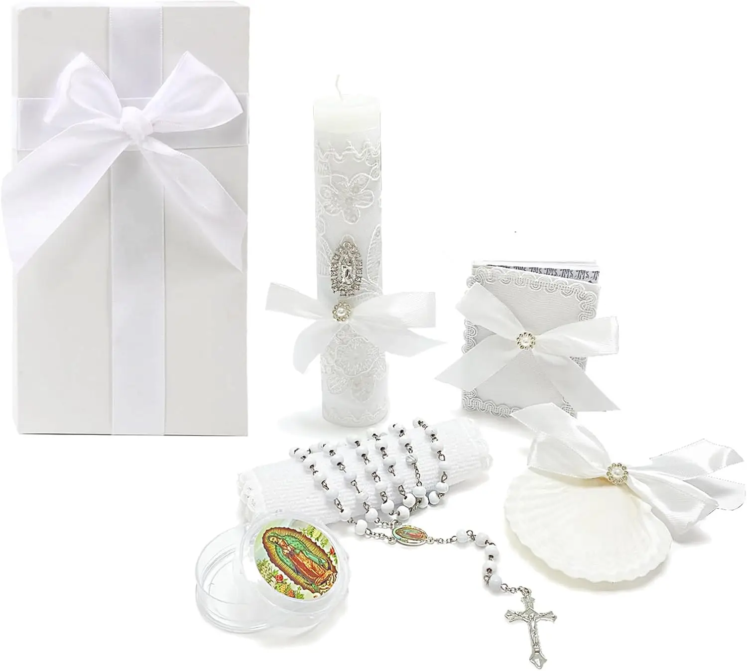 

Набор свечей для крещения для мальчиков и девочек, белый, 5 шт., набор для крещения с католической свечой Девы Гваделупской