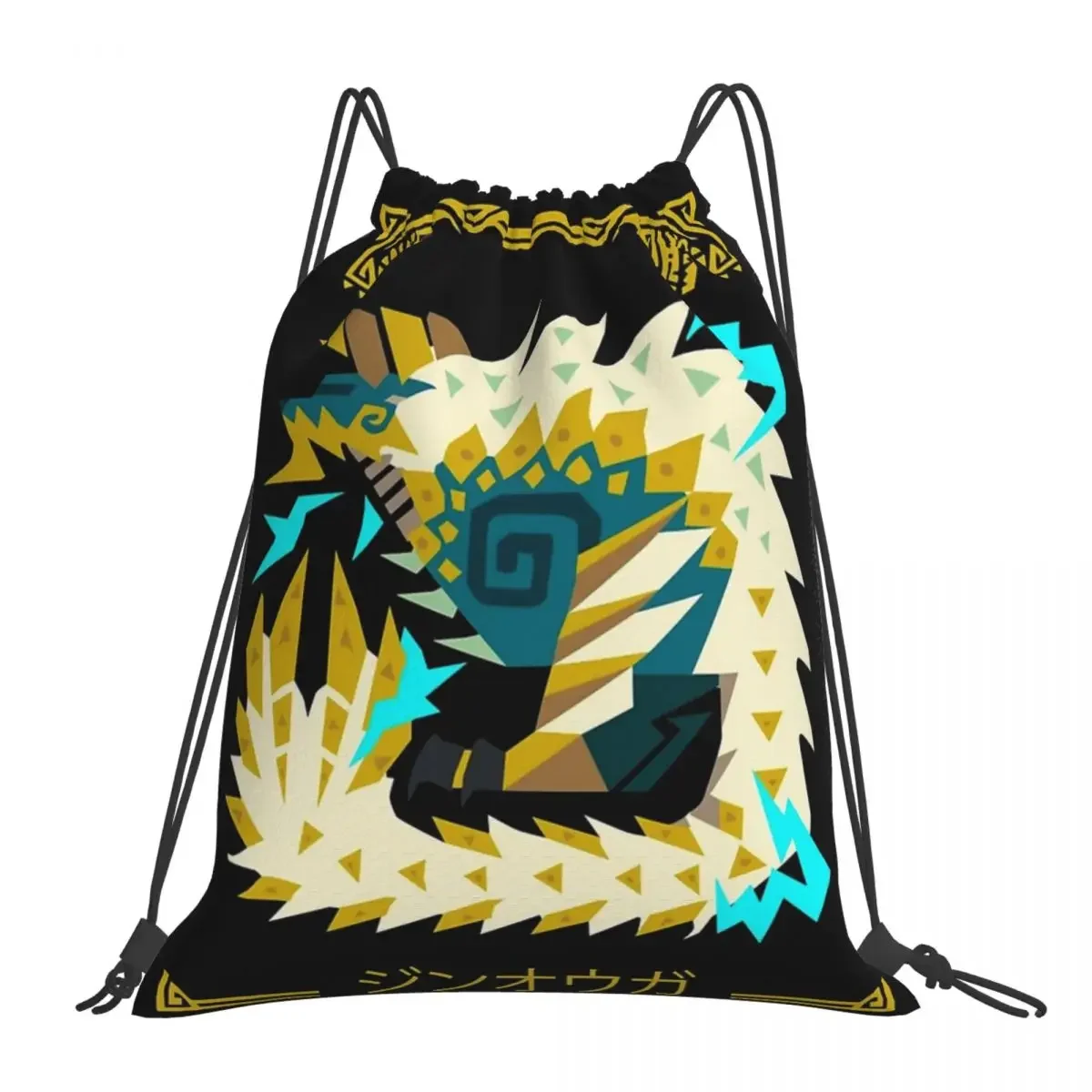 Mochilas zinogre-fanged Wyvern multifunción, bolsas portátiles con cordón, paquete de cordón, bolsa deportiva de bolsillo para la escuela de viaje