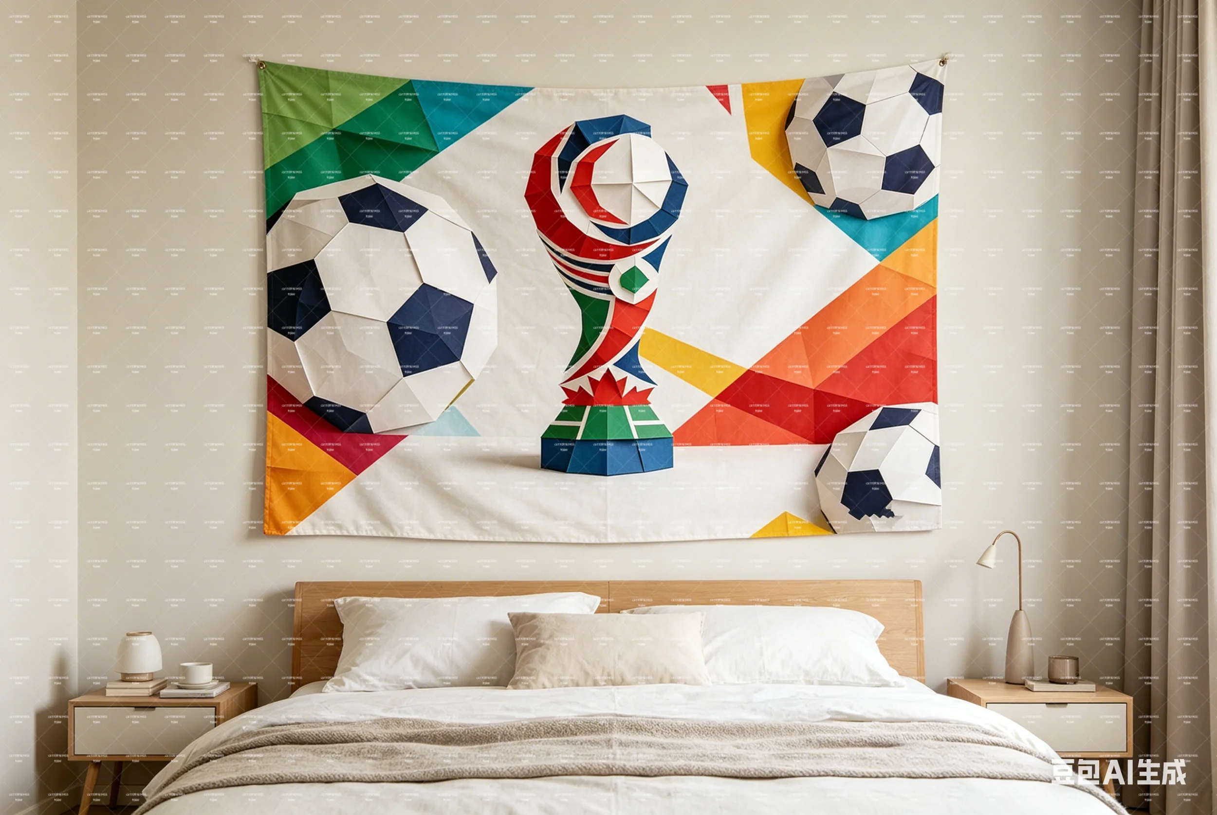 1pc 2026 Soccer Cup Trophy Soccer Ball Print Background Cloth for Photo Booth Banner Event Decoration Indoor Outdoor Wall Decor