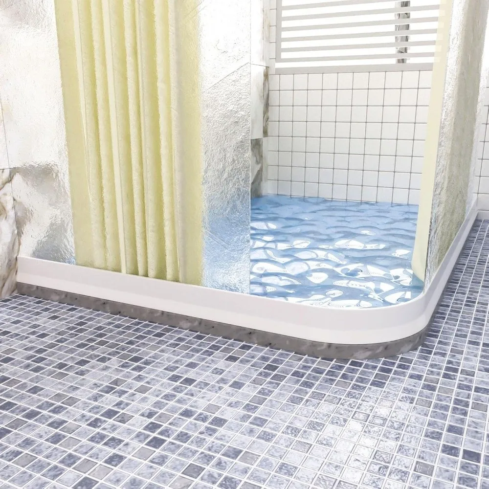 

1m Silicone Water Retaining Strip Bendable Flexible Shower Threshold Water Dam Self-Adhesive Waterproof Rubber