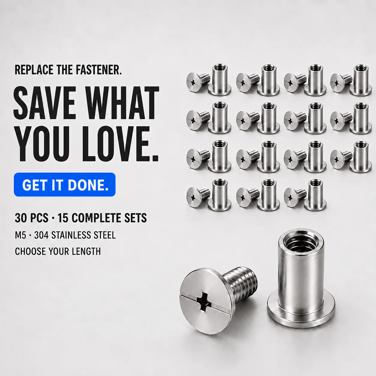 30pieces/15sets of stainless steel Chicago screws,rivets, leather bags,belts, photos,scrapbooks,photo albums,book pillars,rivets
