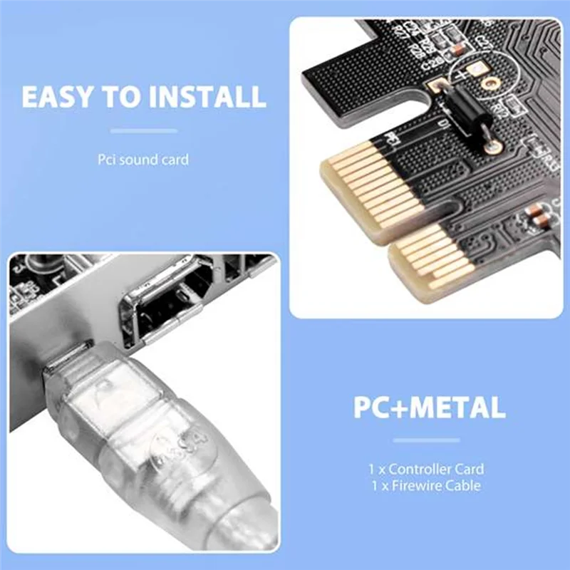 

A29F-PCI Express X1 PCI-E Firewire 1394A IEEE1394 Controller Card PC+Metal For Desktop