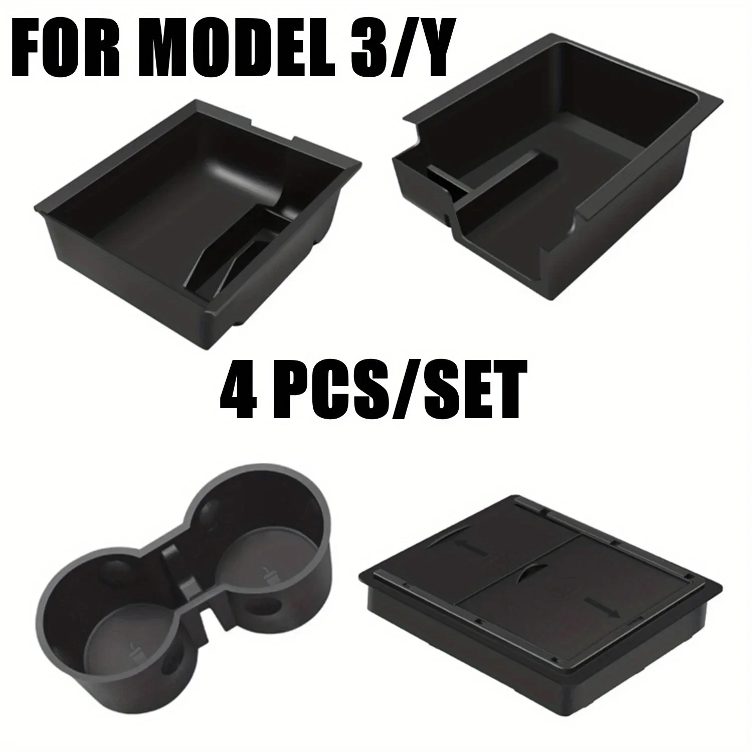 TESY suitable for Tesla Model 3/Y 2021 2022 2023 center console organizer, hidden drawer storage box, ABS material