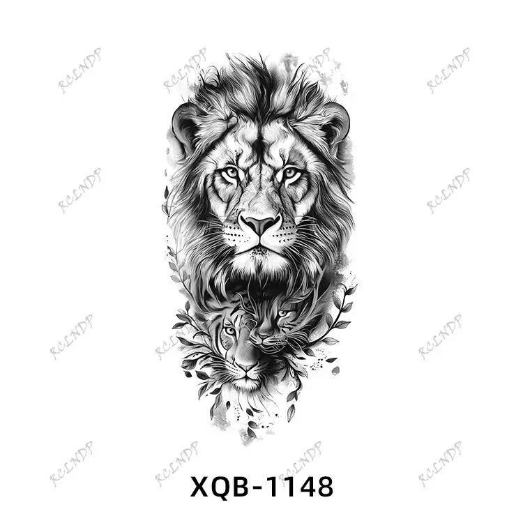 1/8PCSWaterproof Temporary Tattoo Sticker tiger lion Fake Tatto Flash Tatoo  Arm tatouage for Girl Woman Man