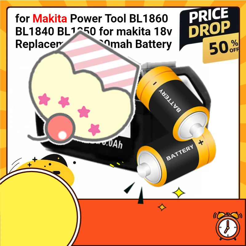 

Rechargeable 18V 6.0Ah Battery for Makita Power Tool BL1860 BL1840 BL1850 for makita 18v Replacement 6000mah Battery