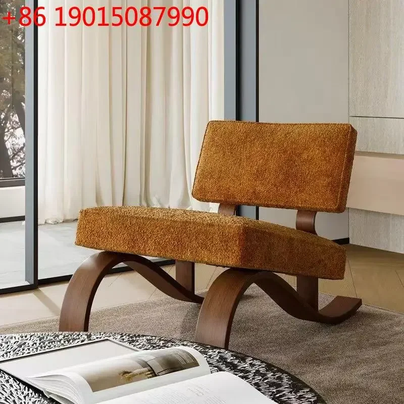 Wabi Sandy Wind Solid Wood Single Sofa Chair Small Apartment Living Room Home Designer Leisure Chair