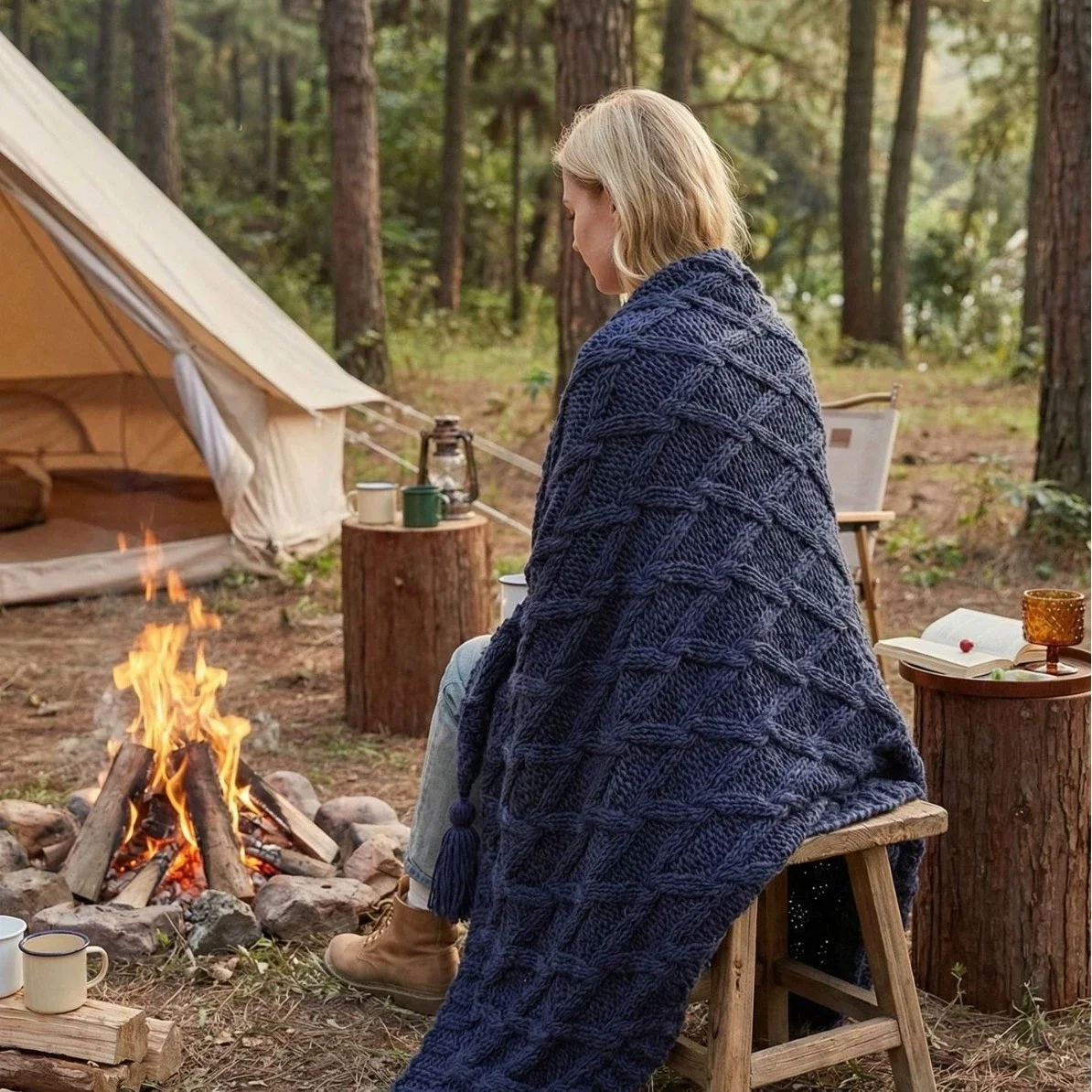 Luxury Fluffy Knitted Blanket Plush Comfortable Thickened and Warm Soft Sofa Throw Blanket for Air-Conditioned Room and Outdoor