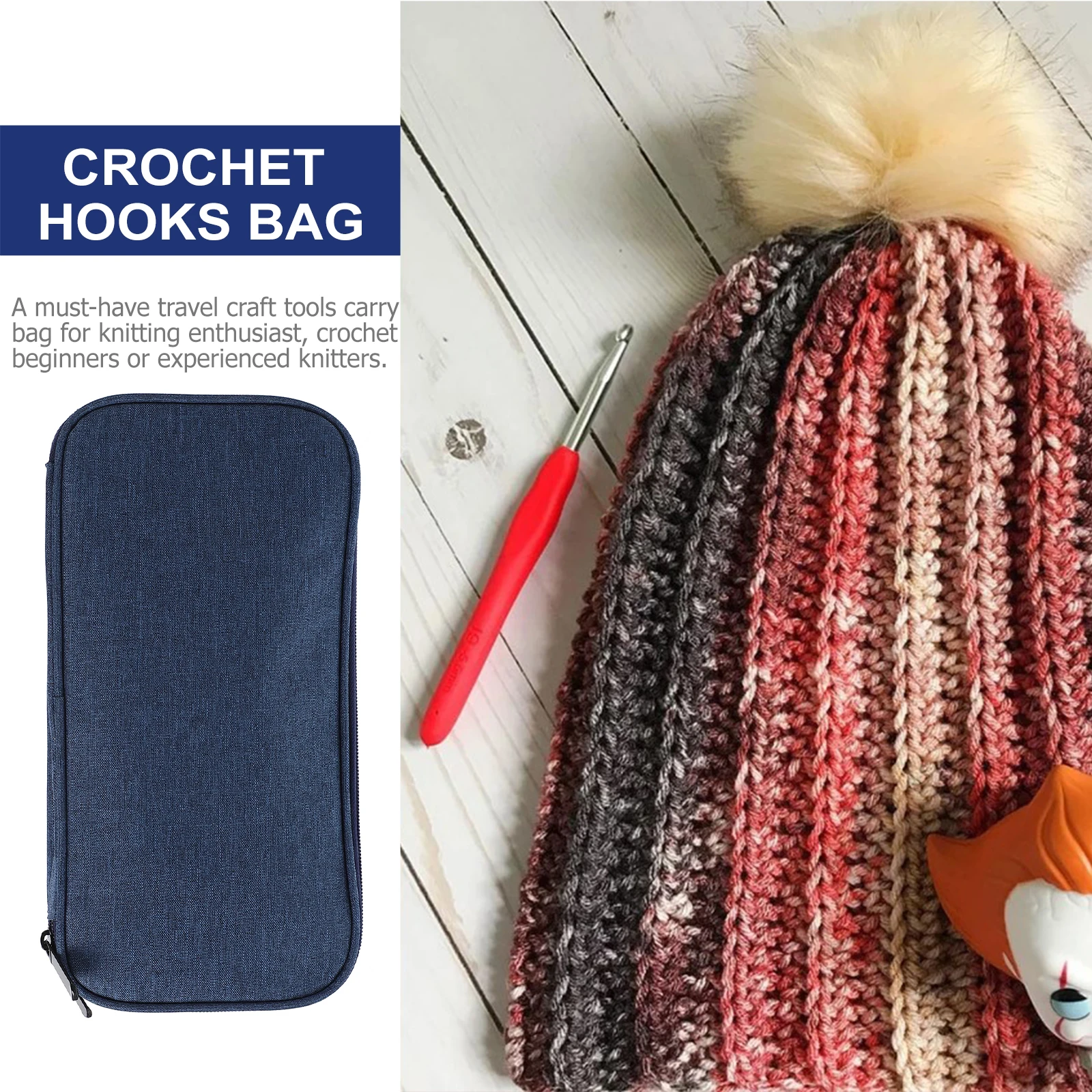 

600D Oxford Cloth Crochet Hooks Bag Storage Pouch Organizer Wallet Knitting Accessories Needles Case Portable Travel Craft Tools