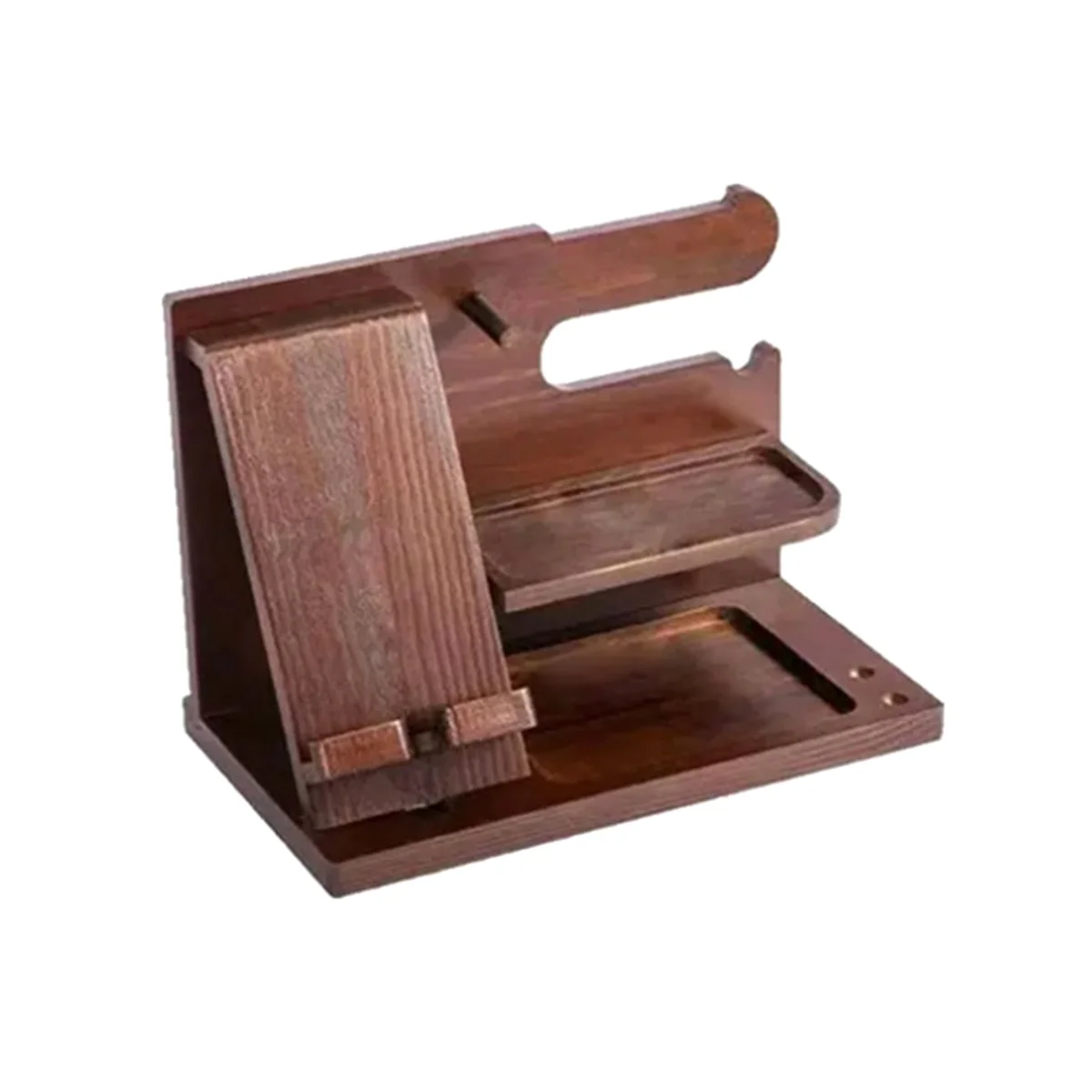 Multifunctional Wood Storage Rack Watches Jewelry Glasses Phone Holder Keys Organizer Wallet Stand For Entrance Cabinet