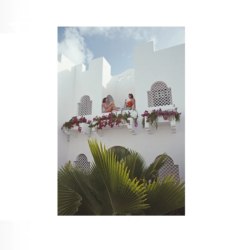 Slim Aarons 'Cap Juluca Hotel', Print Art Canvas Poster, Living Room, Home Wall Decor Picture