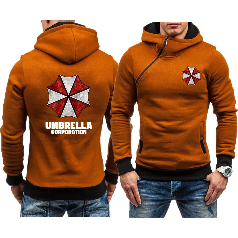 Spring Autumn Hoodie Sweatshirt Umbrella Corporation Print Men Streetwear Fleece Zipper Hooded tracksuit  Harajuku Pullover