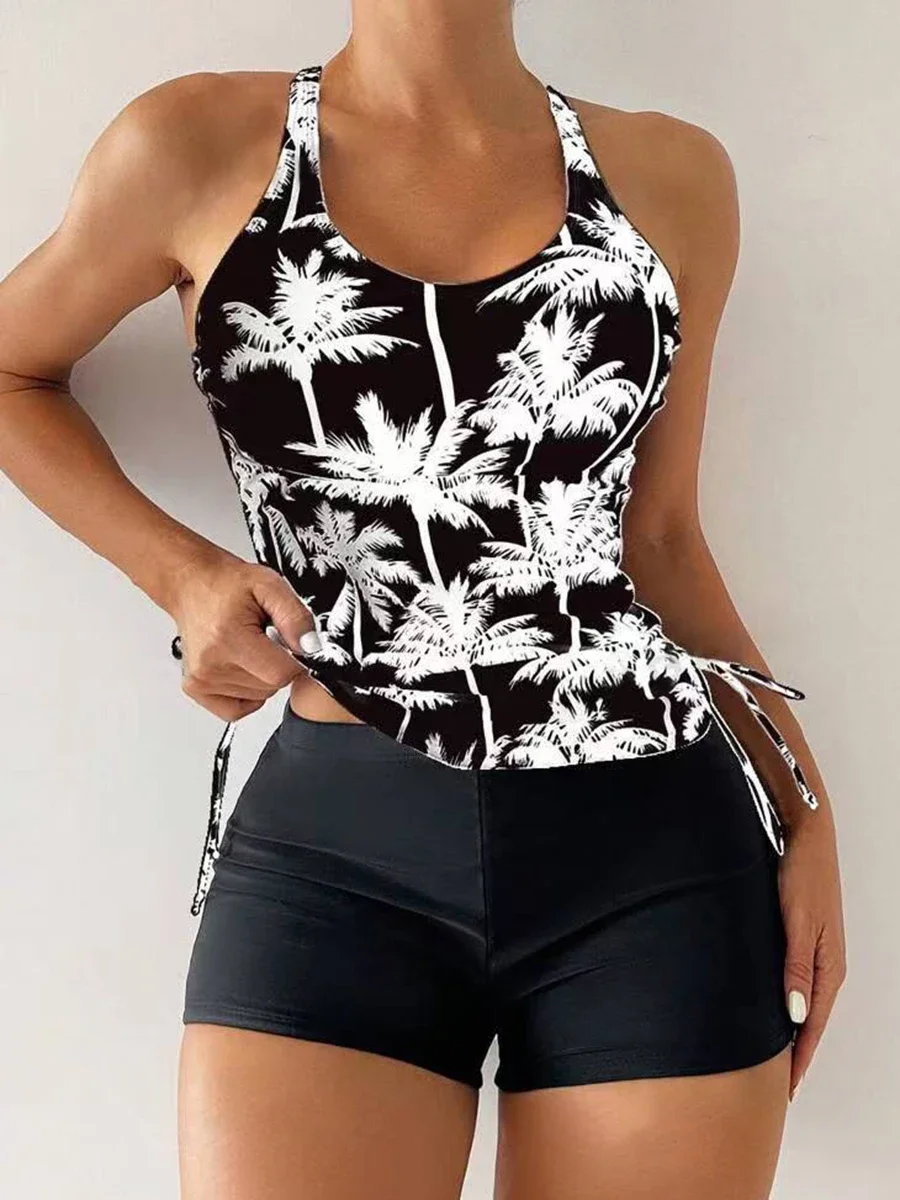 

Tankini Two Piece Swimsuit Women 2025 Printed Swimwear Female Bathers Bathing Swimming Swim Suit Beach Wear XXL