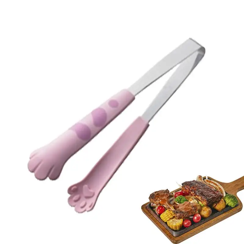 Cat Paw Tongs Silicone Cooking Tongs High Heat Resistant Tongs Functional Small Versatile Durable Tongs Stainless Steel For