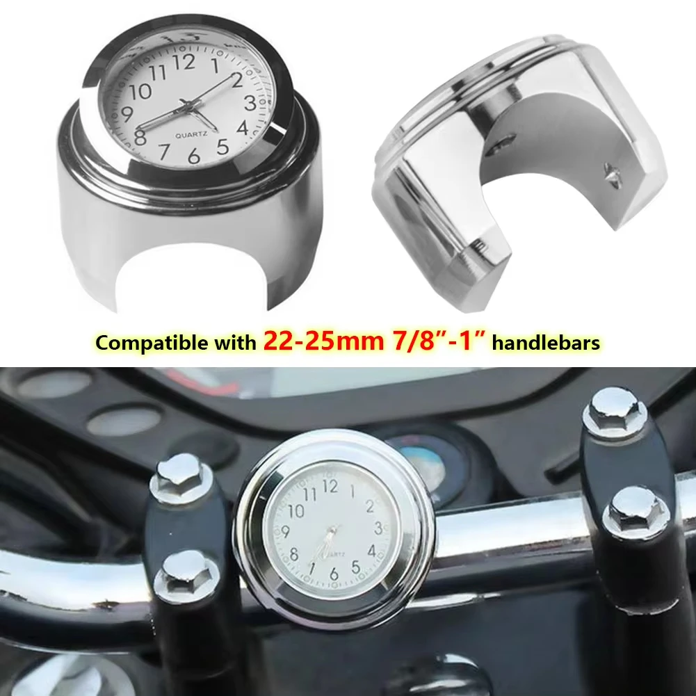 22-25MM Motorcycle Watch Thermometer Temp Gauge Waterproof Motorcycle Accessories Handlebar Clock moto styling Moto Accessories