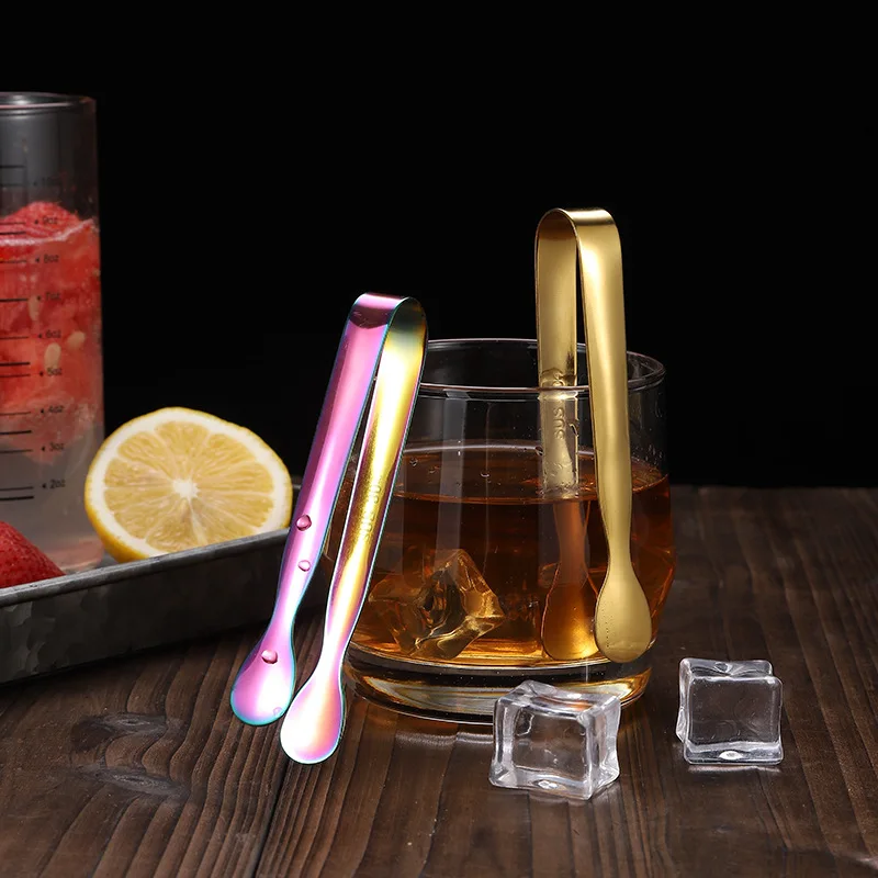 Pinzas redondas de acero inoxidable para hielo, pinzas para cubitos de azúcar, suministros multifuncionales para Café y restaurante, utensilios de cocina para fiestas, 1 unidad