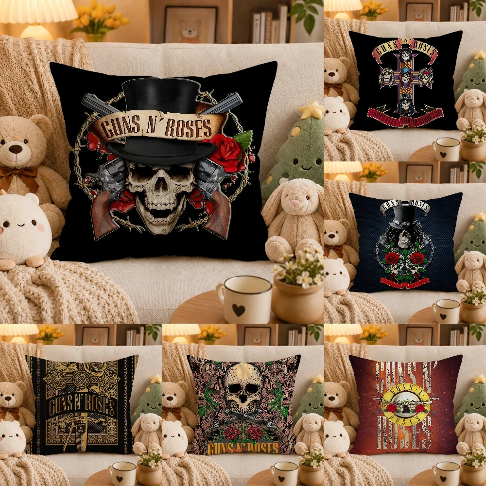 G-GUNS N R-ROSES Rock Brand Pillow Case Plush Pillow Cases Home Decoration Pillow Cover for Sofa Bed Chair Living Room