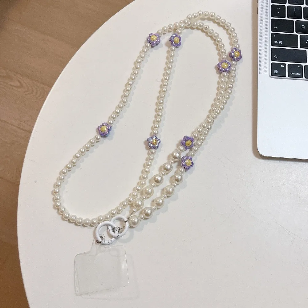 

Flower Beads Crossbody Phone Strap Bag Chain Hanging Rope Mobile Phone Lanyard Cute Anti Lost Phone Neck Straps
