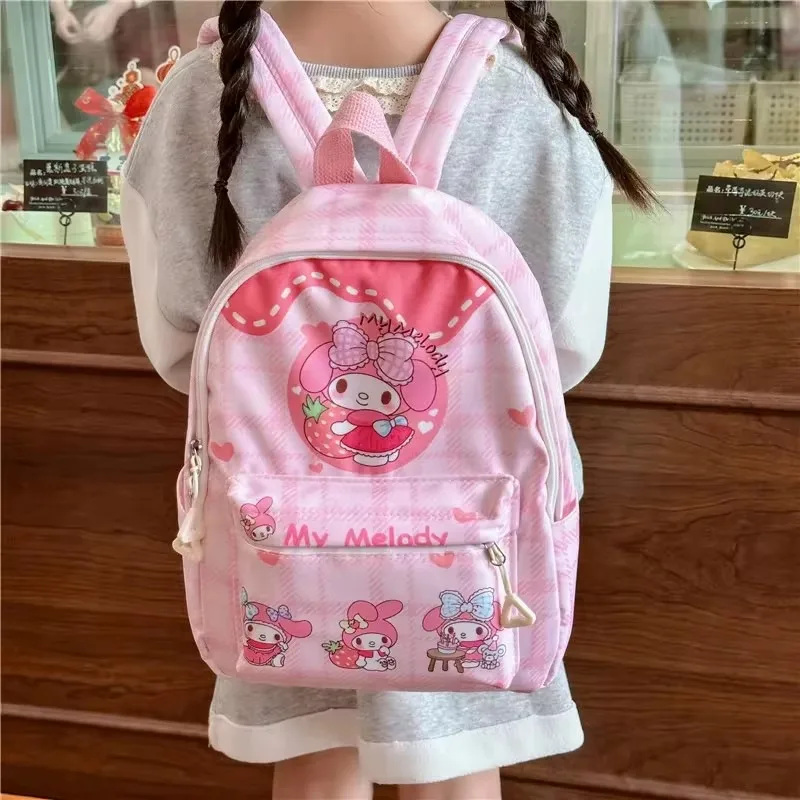 Sanrio-Hello Kitty Mochila Infantil, Gama Completa, Kuromi, Jardim de Infância, Fofa, Bolsa de Escola Kawaii, Elegante, Aniversário, KT Girl