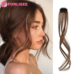 FORLISEE-Perruque frange moustache de dragon synthétique pour femme, fausse frange frontale naturelle, sans trace, clip latéral, pièce de perruque de rideau de tête