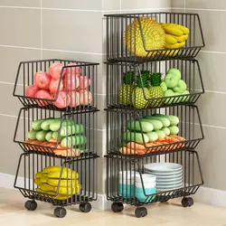 2/3/4/5 Tier Kitchen Cart Vegetables Fruits Snacks Grocery Storage Shelf Household Store The Basket Rolling Cart