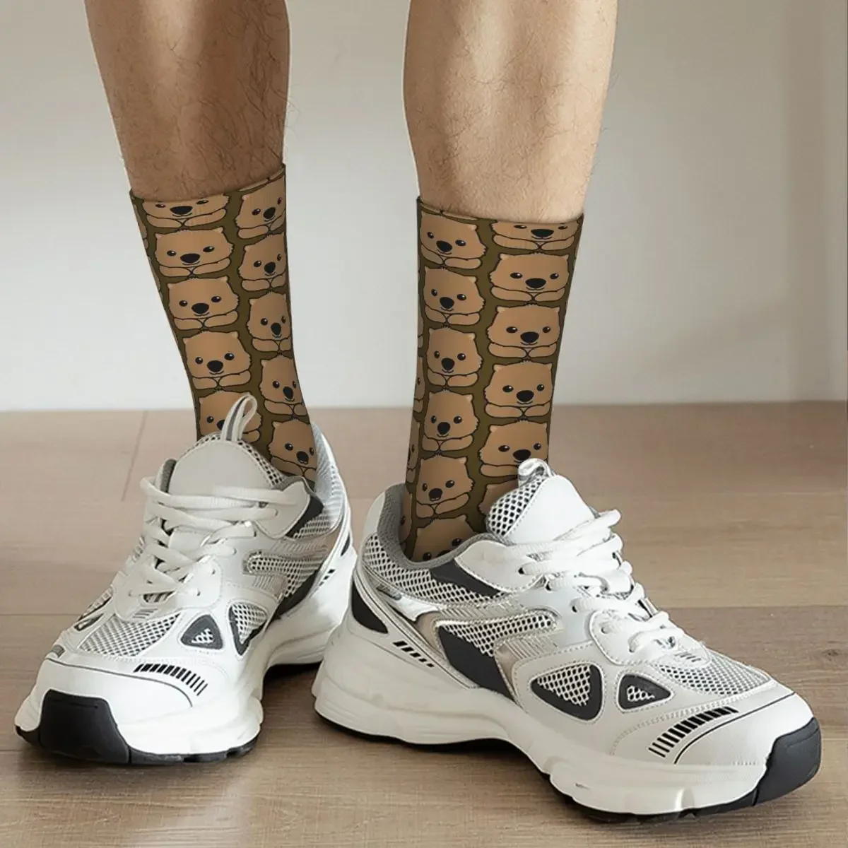 Chaussettes longues unisexes absorbant la transpiration, chaussettes de dessin souriantes, bas Harajuku, cadeau d'anniversaire mignon, Wombat, toutes saisons