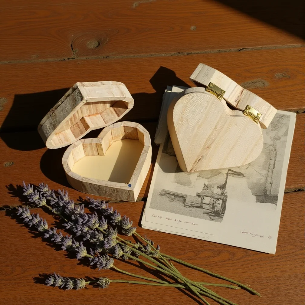 Wood Heart Trinket Box Smooth Natural Wood Organizer Diy Craft Box Natural Wooden Jewelry Box For Bedroom Dresser Children'S