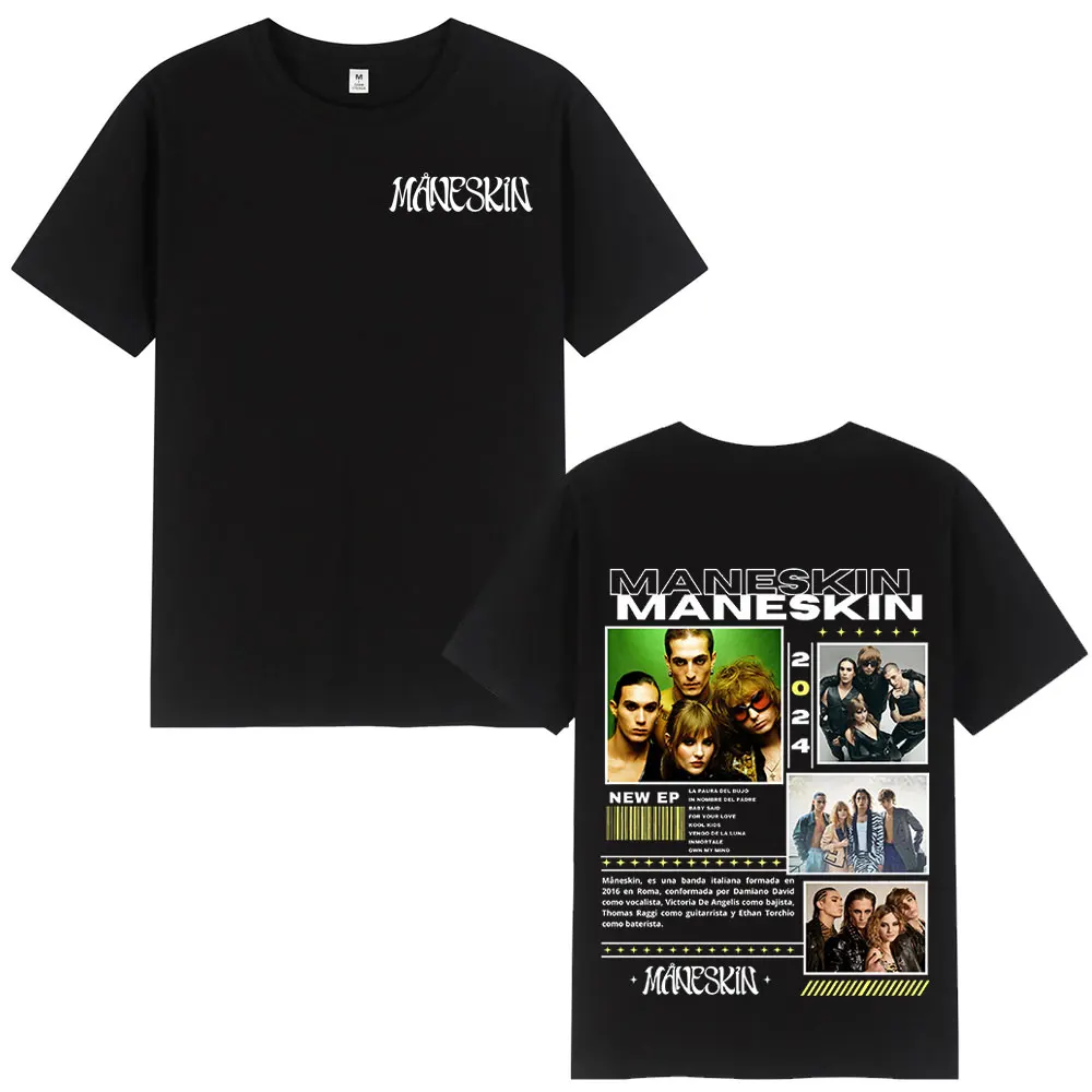 Italian Rock Band Maneskin T-shirts Men Women Fashion Hip Hop Oversized T Shirt Comfort Cotton Short Sleeve T-shirt Streetwear