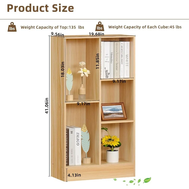 Estantería de madera Natural con Base, Cubo de mediados de siglo, organizador de almacenamiento de 3 niveles, pantalla de Madera rústica, envío gratis. 5