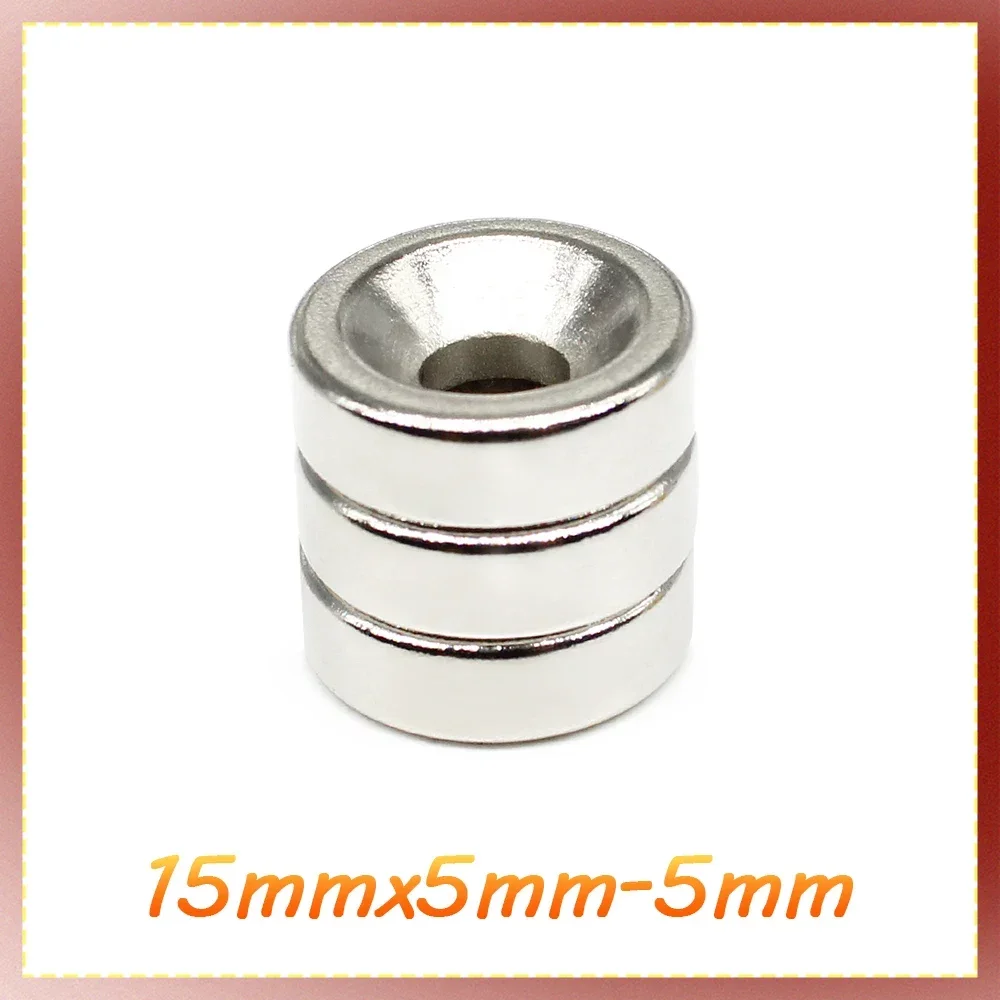 5/10/15/20/30/50PCS 15x5-4 Disc Search Magnet 15*5 mm Hole 5 mm Round Countersunk Permanent Neodymium Magnet 15x5-4mm N35 15*5-5