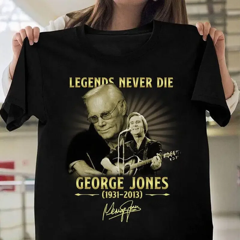 Legend Never George Jones Heavy Cotton Black Full Size T Shirt