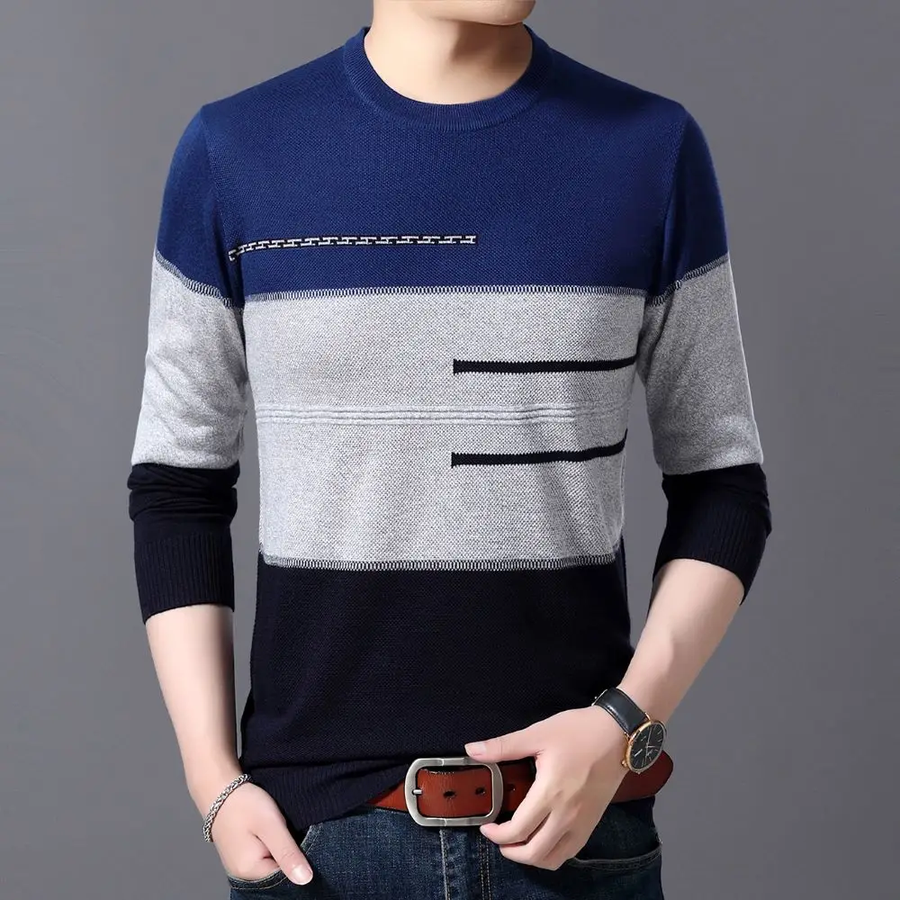 

COODRONY 2023 New Men's Warm Sweater Unique Design Sense Round Neck Sweater Korean Version Casual Long Sleeve T-shirt W5806