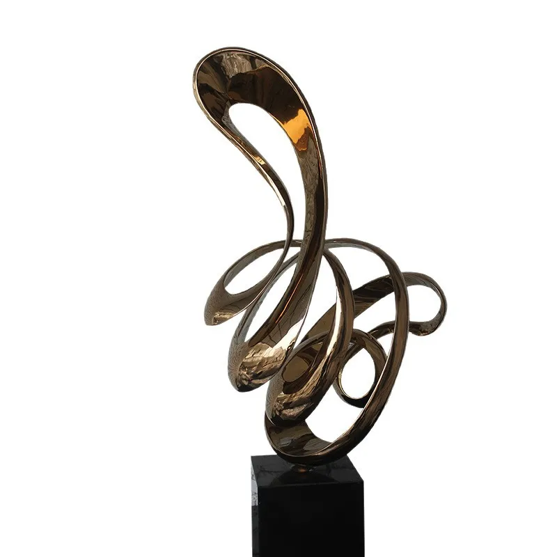 Hotel Home Entrance Living Room Decoration Floor Metal Ribbon Sculpture Stainless Steel Sculpture Ornament