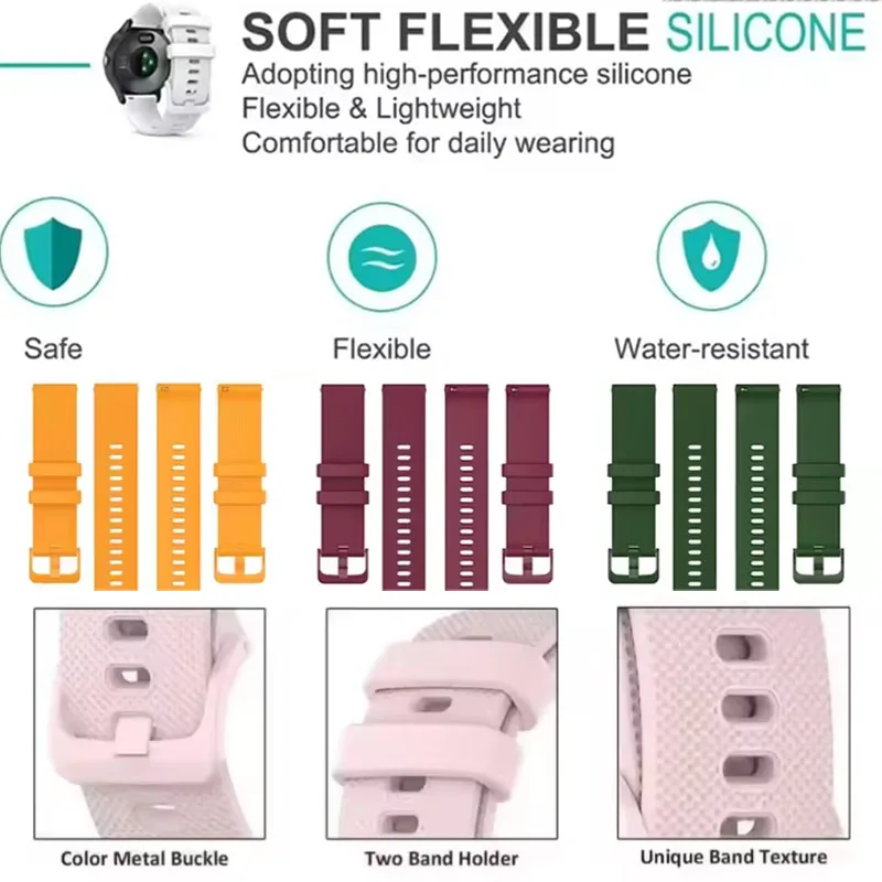 22mm 20mm Silicone Strap For Xiaomi Watch 5/S5 4 3 OnePlus Watch Lite/3/4 Amazfit Balance 3 2 1 Breathable bracelet Accessories