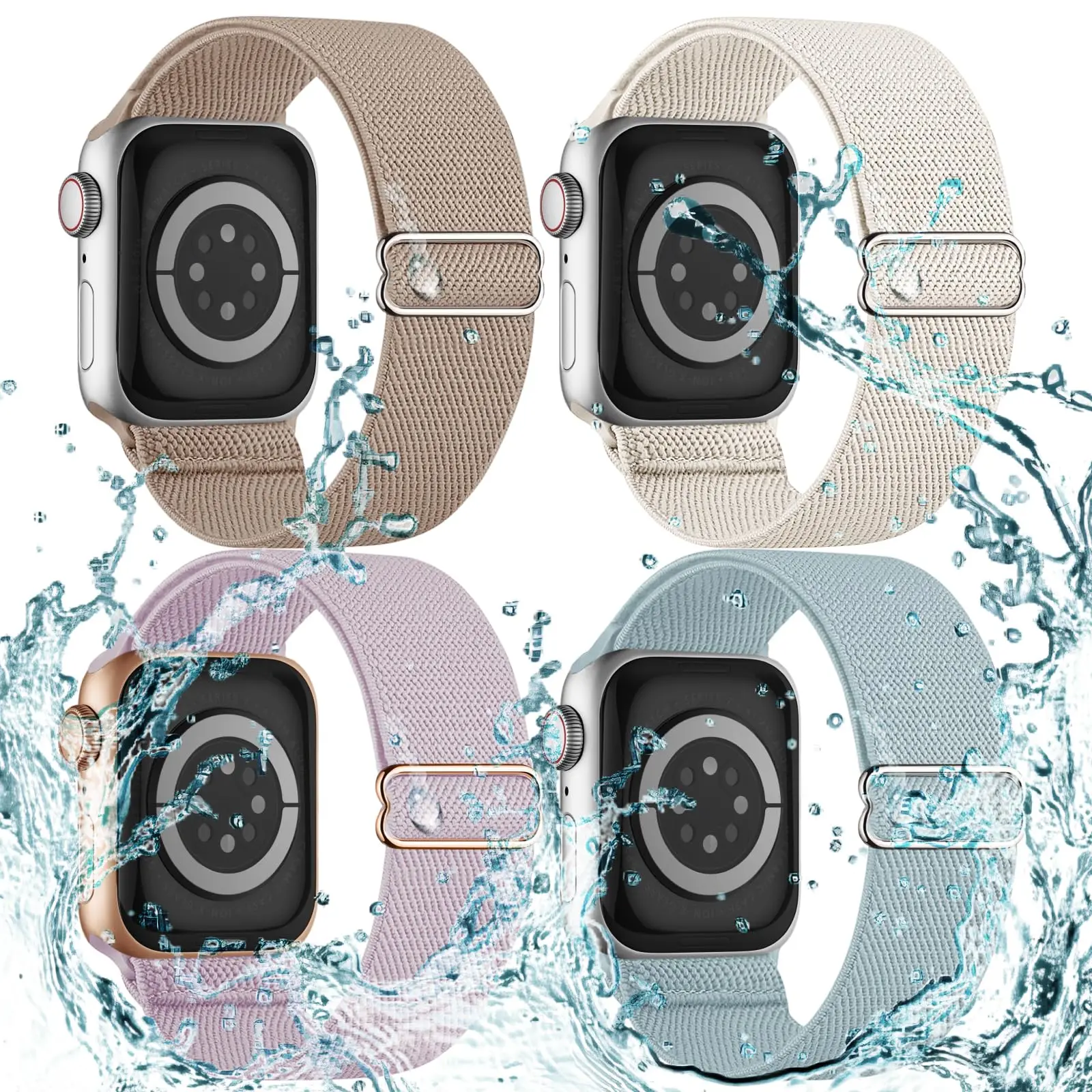 4 paquetes de bucle Solo para Apple watch Ultra band 40mm 44mm 41mm 38mm 49mm 45mm pulsera de nailon elástico iWatch series 9 8 7 3 se