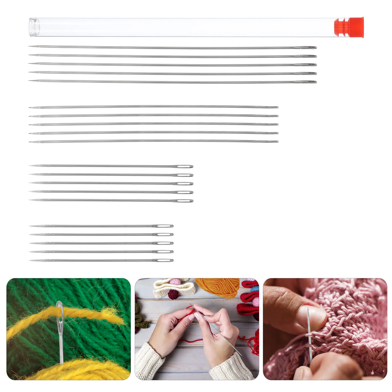 20 Pcs Hand Embroidery Needle Compact Yarn Knitting Needles for Beginners Metal Wear-resistant