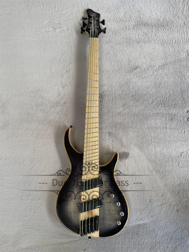 

5 Strings Bass Guitar Tan Black Bass Maple Neck Through ASH Wood Body Fixed Bridge Active Batery 24 Frets Fan Fingerboard