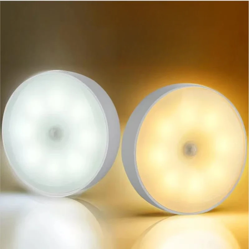 LED Motion Sensor Night Light USB Rechargeable Bedside Night Lamp Dimmable For Kitchen Cabinet Wardrobe Bedroom
