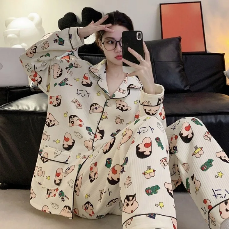 New Crayon Boy Shin C-Chan Pajama Set Cartoon Crayon Boy Shin C-Chan Homewear Couples Style Thickened Casual Fashion